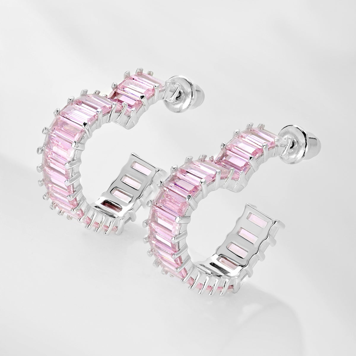 Pink Open Heart Hoop Earrings