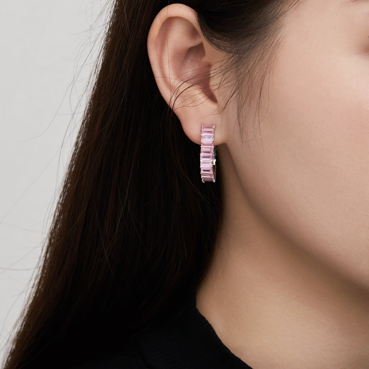 Pink Open Heart Hoop Earrings