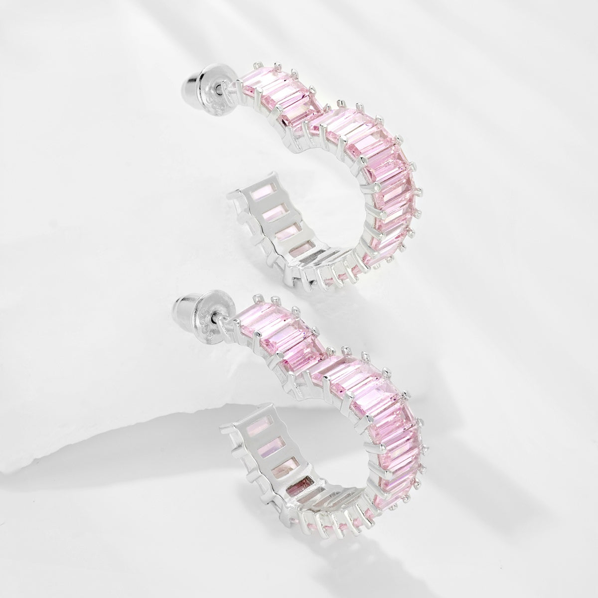 Pink Open Heart Hoop Earrings