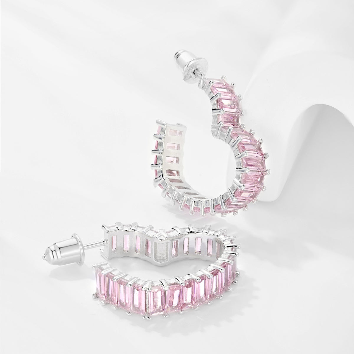 Pink Open Heart Hoop Earrings