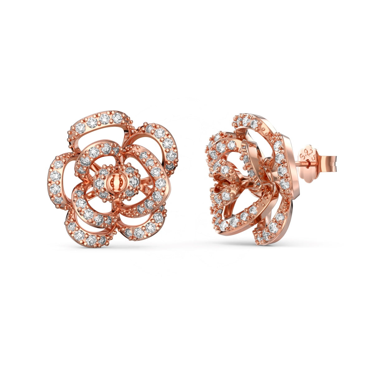 Rose Gold Camellia Studs